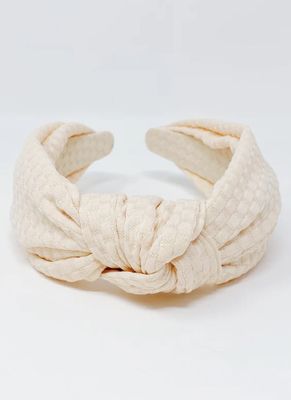Embossed Charm Headband | Cream