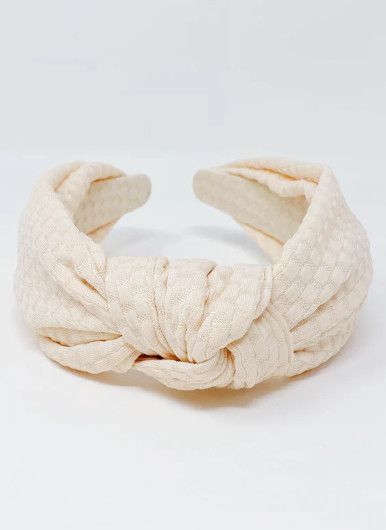 Embossed Charm Headband | Cream