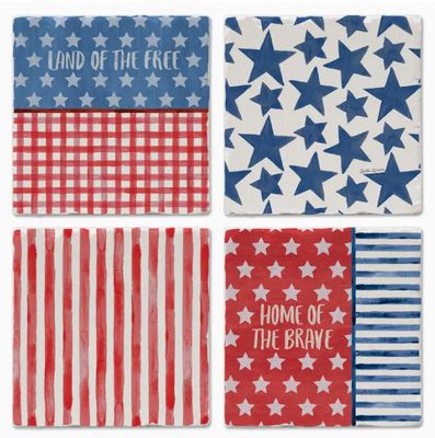 Americana Style 4 Pack Assorted Coaster Set