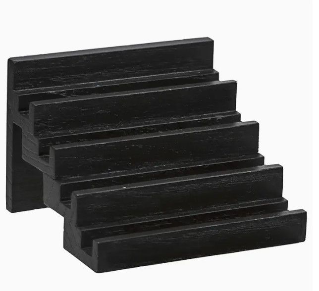 Black Stair Step Wooden Coaster Holder