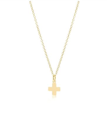 Enewton EGIRL 14&quot; Necklace Gold Signature Cross Small Gold Charm