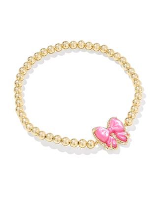 The Haley Bow Stretch Bracelet in Gold Rose Violet Mother of Pearl