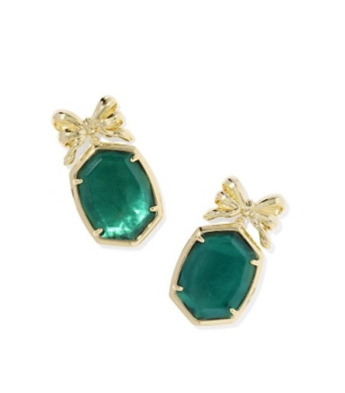 The Daphne Bow Drop Earrings in Gold Pine Illusion