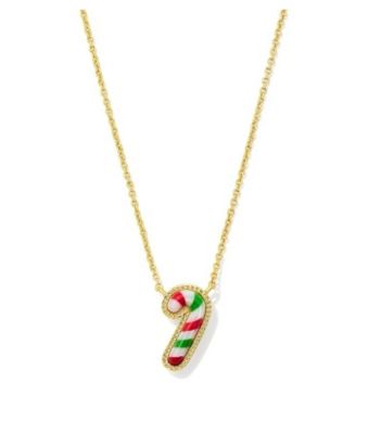 The Candy Cane Pendant in Gold Red Green Mix