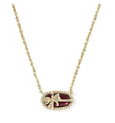 The Elisa Bow Short Pendant in Gold Dark Burgundy Illusion