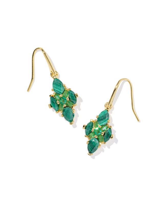 The Abbie Crystal Drop Earrings in Gold Green Mix