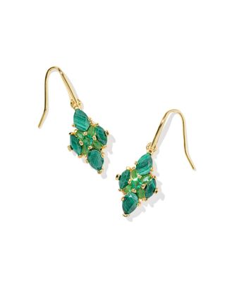 The Abbie Crystal Drop Earrings in Gold Green Mix