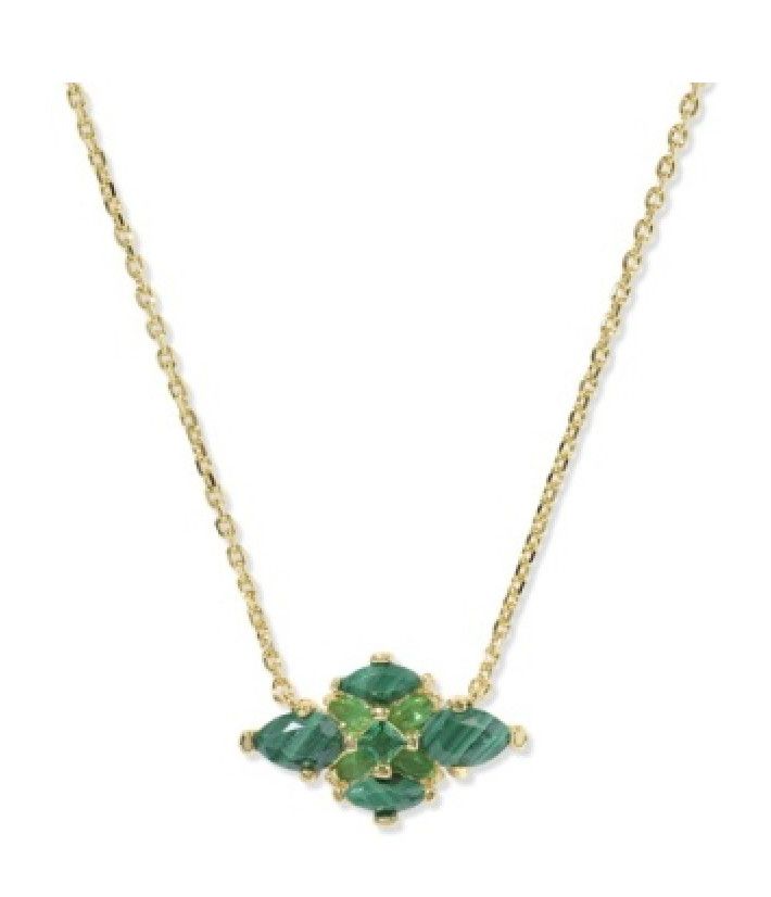 The Abbie Crystal Pendant in Gold Green Mix