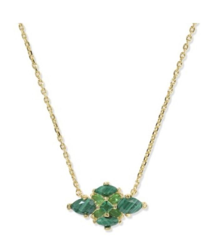 The Abbie Crystal Pendant in Gold Green Mix