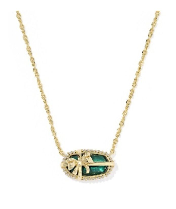 The Elisa Bow Short Pendant in Gold Pine Illusion