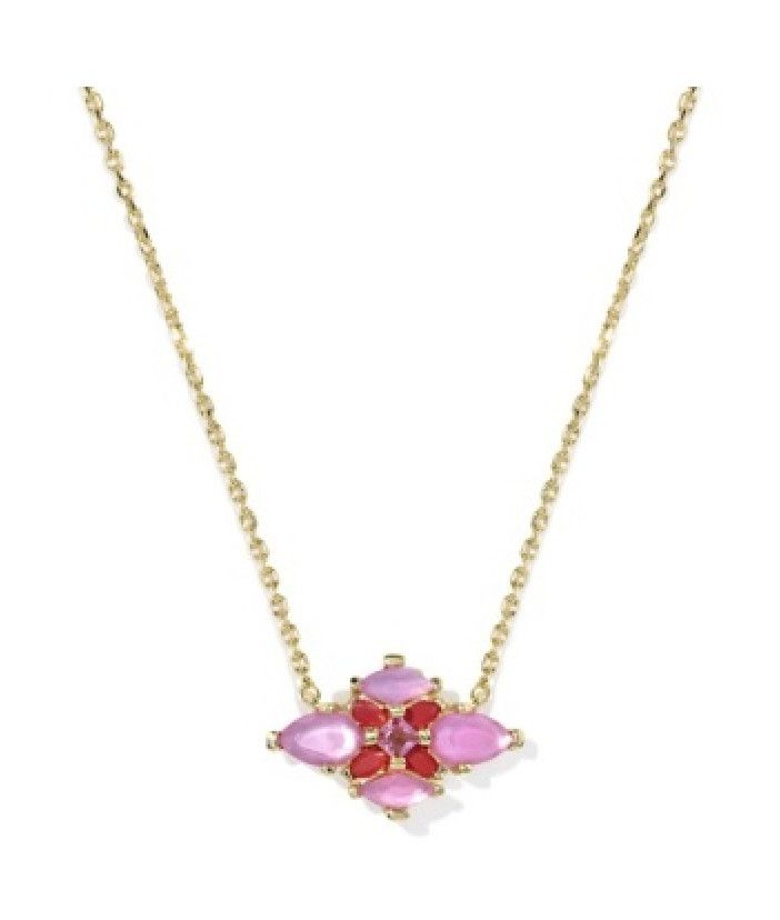 The Abbie Crystal Pendant in Gold Pink Mix