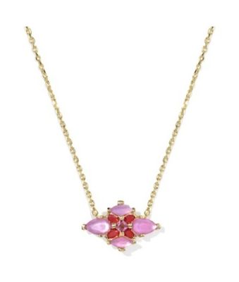 The Abbie Crystal Pendant in Gold Pink Mix
