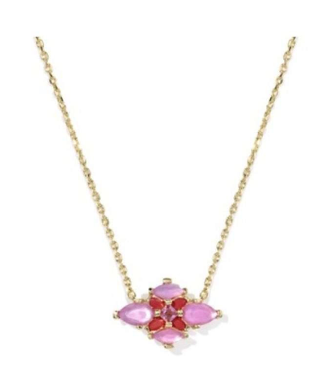 The Abbie Crystal Pendant in Gold Pink Mix