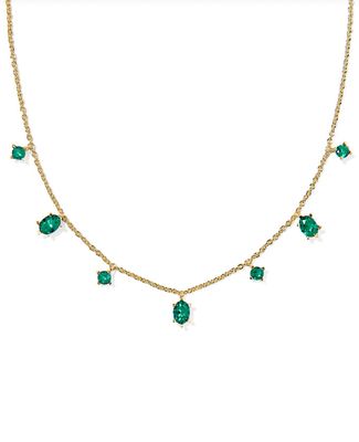 The Cailin Strand Necklace in Gold Green Crystal