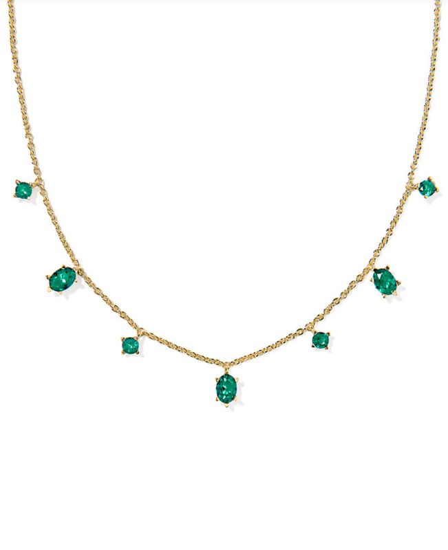 The Cailin Strand Necklace in Gold Green Crystal