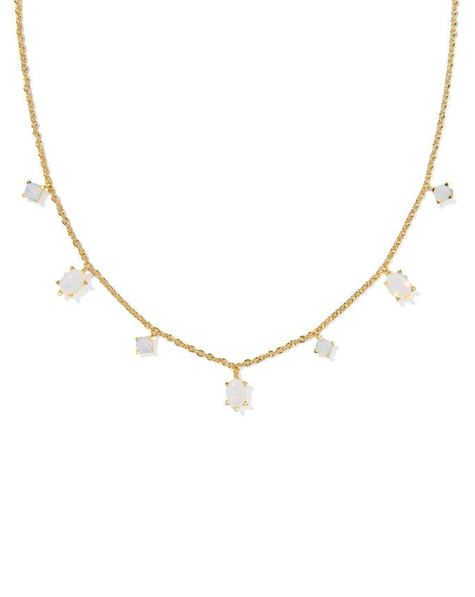 The Cailin Strand Necklace in Gold White Iridescent Crystal