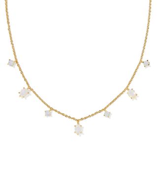 The Cailin Strand Necklace in Gold White Iridescent Crystal