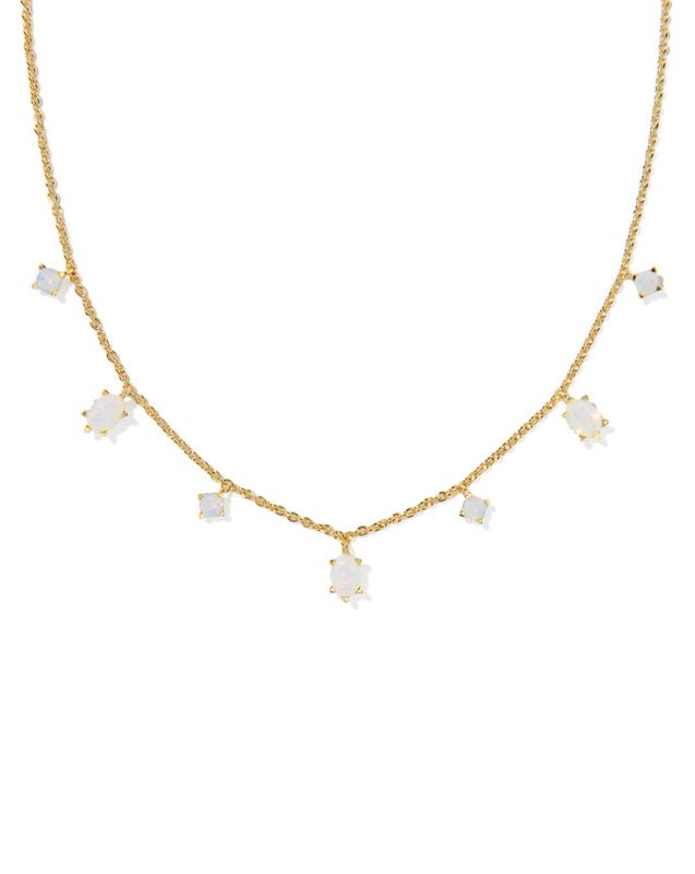 The Cailin Strand Necklace in Gold White Iridescent Crystal