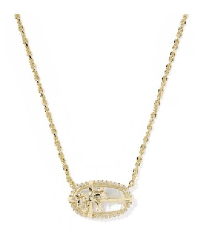 The Elisa bow Short Pendant in Iridescent Crystal Ivory Illusion