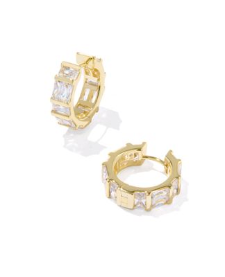 The Jamie Huggie Earrings in White Crystal