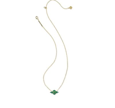 The Abbie Crystal Pendant in Gold Green Mix