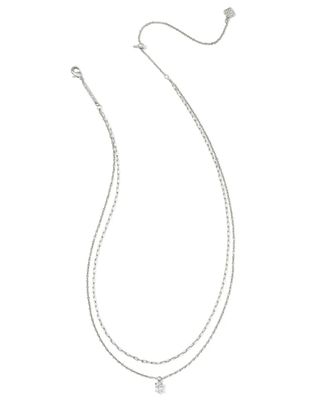 The Cailin Multi-Strand Necklace in White Crystal