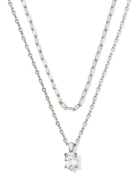 The Cailin Multi-Strand Necklace in White Crystal