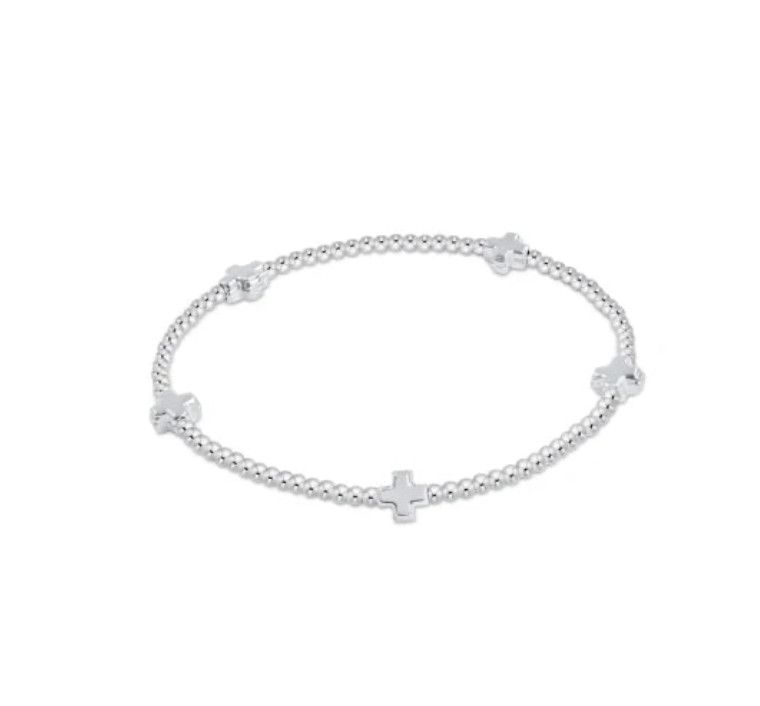 Signature Cross Small Sterling Pattern 2mm Bead Bracelet Sterling