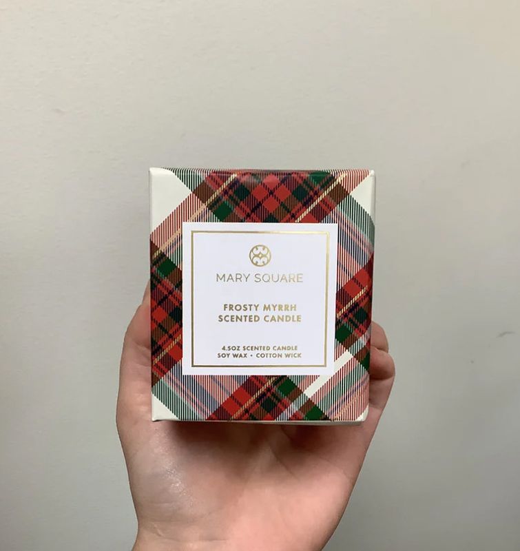 Frosty Myrrh Holiday Plaid Boxed Candle