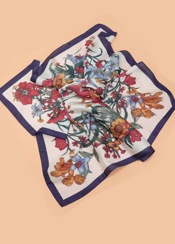 Large Bandana Scarf | Navy Floral Off White
