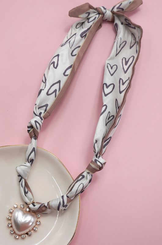 Scarf Charm Necklace | Neutral Heart