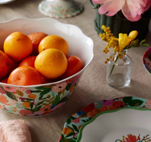 Rifle Garden Party melamine serving bowl with floral design, durable and stylish bowl for entertaining