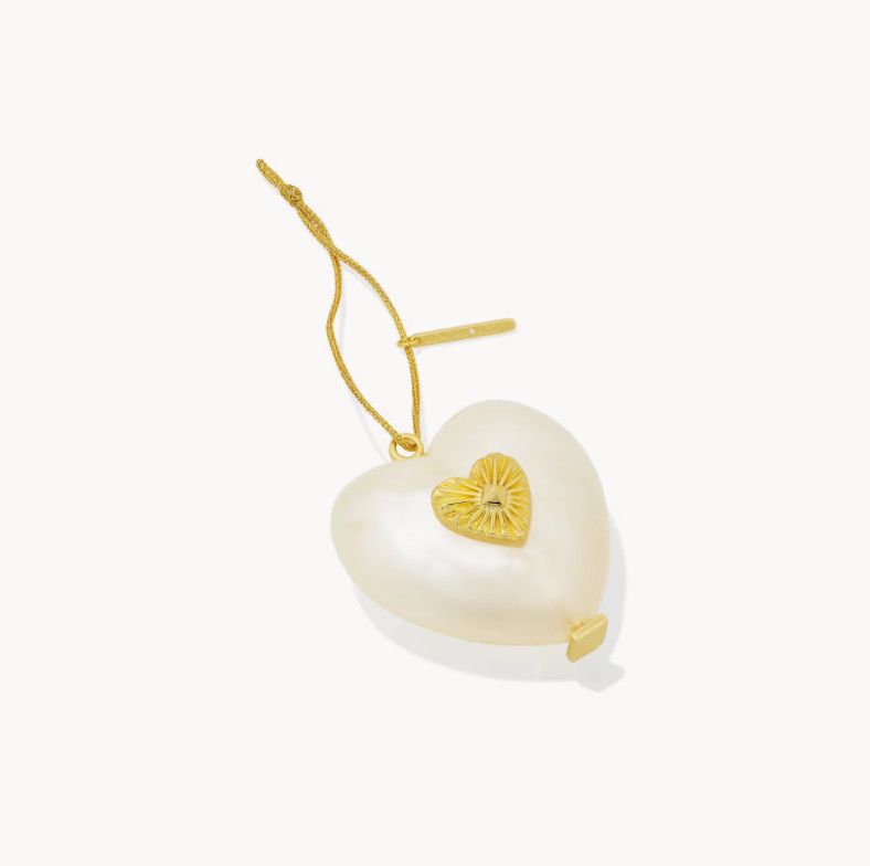 The Sasha Heart Ornament in Gold Ivory Mother of Pearl