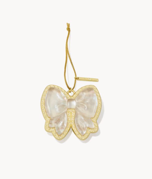 The Haley Bow Ornament in Gold Ivory Mother of Pearl
