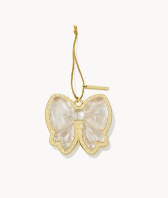 The Haley Bow Ornament in Gold Ivory Mother of Pearl