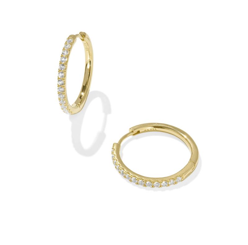 The Mackenzie Medium Hoop Earring 18K Gold Vermeil White Topaz