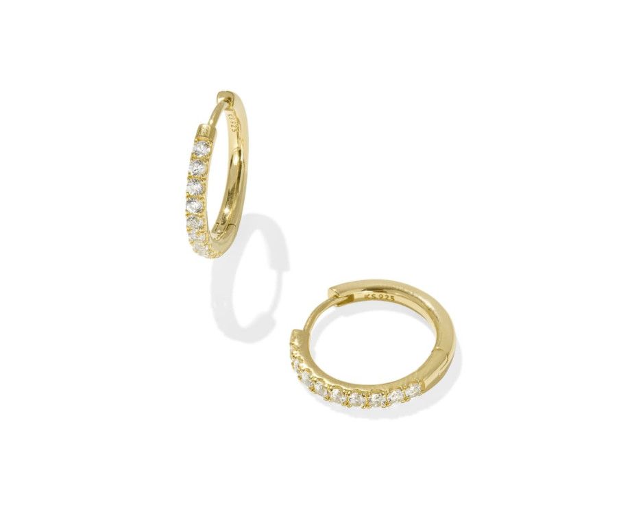 The Mackenzie Small Hoop Earring 18K Gold Vermeil- White Topaz