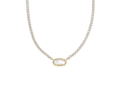 Elisa tennis necklace in gold with ivory mother of pearl accents, elegant and timeless jewelry for daily wear