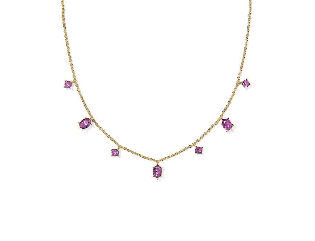 The Cailin Delicate Strand Necklace in Gold Purple Crystal