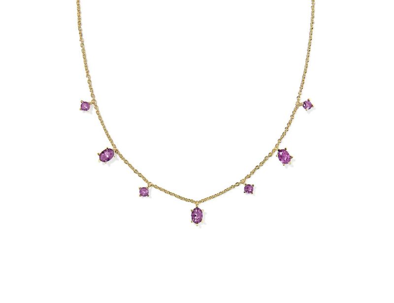 The Cailin Delicate Strand Necklace in Gold Purple Crystal