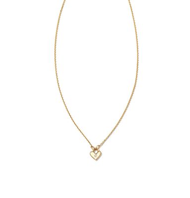 Tiny Heart Padlock Pendant 14K Gold White Diamond