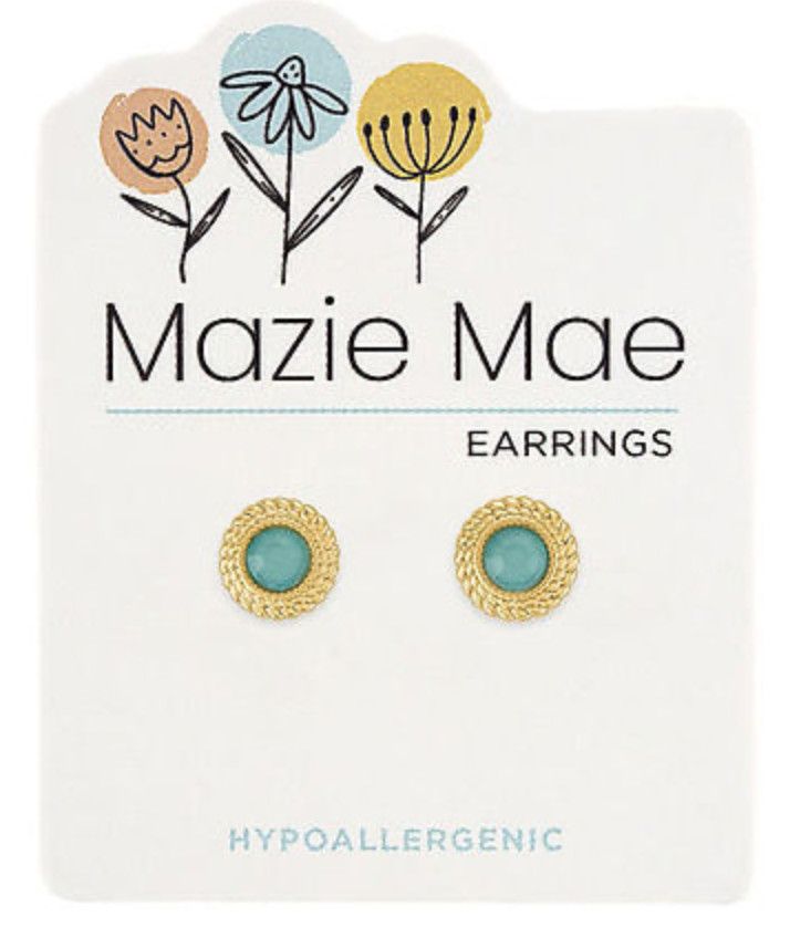 Mazie Mae Girls Earrings | Gold Braided Pacific Opal Stud