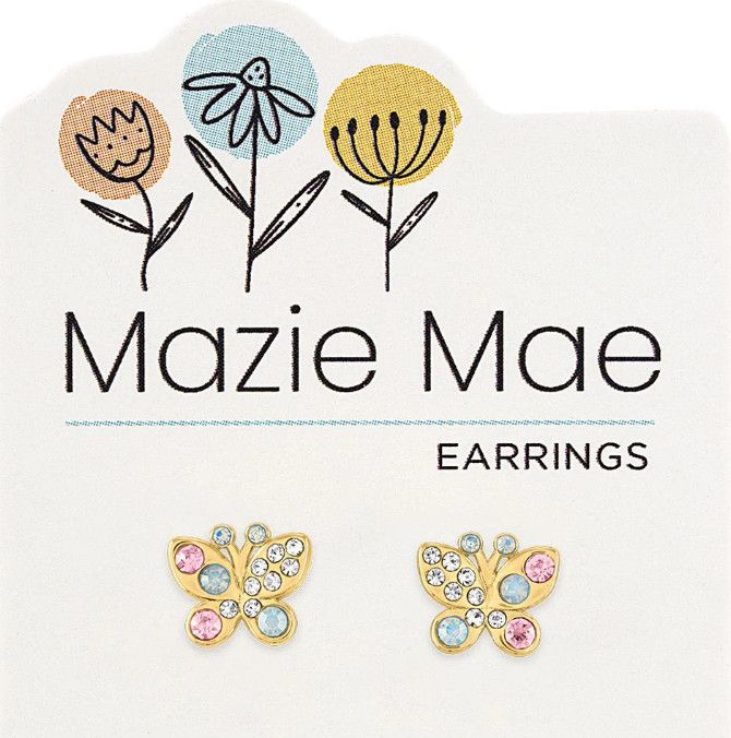 Mazie Mae Girls Earrings | Opal Vintage Rose Butterfly Stud