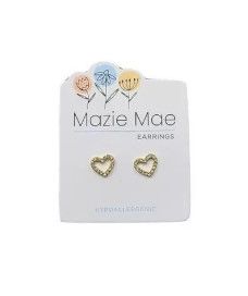 Mazie Mae Girls Earrings | Open White Opal Heart Stud