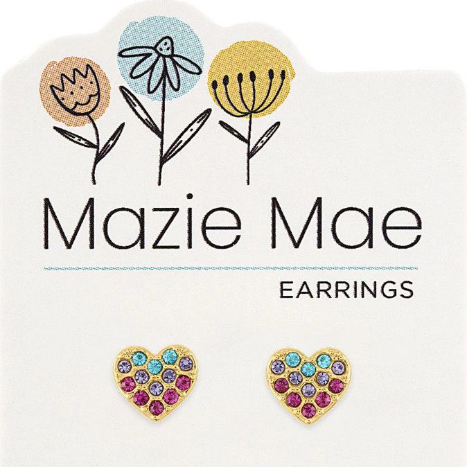 Mazie Mae Girls Earrings | Multicolor CZ Hearts