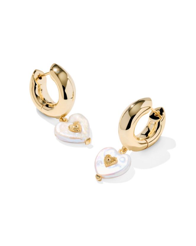 The Sasha Heart Huggie Earring in Gold Freshwater Cultured Pearl