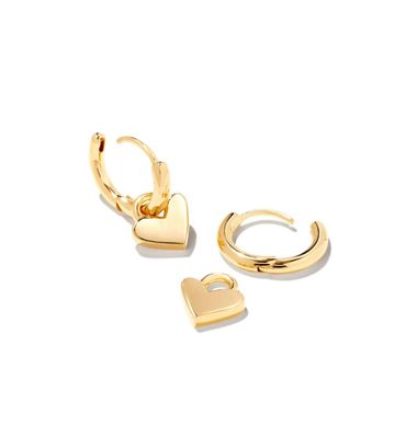 Heart Padlock Huggie Earrings 18K Gold Vermeil