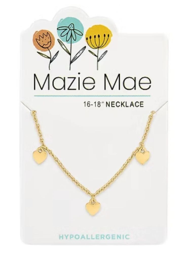 Mazie Mae Girls Necklace | Gold Multi Dangle Heart