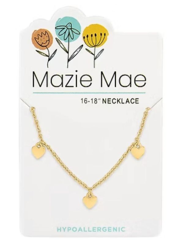 Mazie Mae Girls Necklace | Gold Multi Dangle Heart