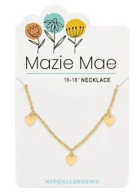 Mazie Mae Girls Necklace | Gold Multi Dangle Heart